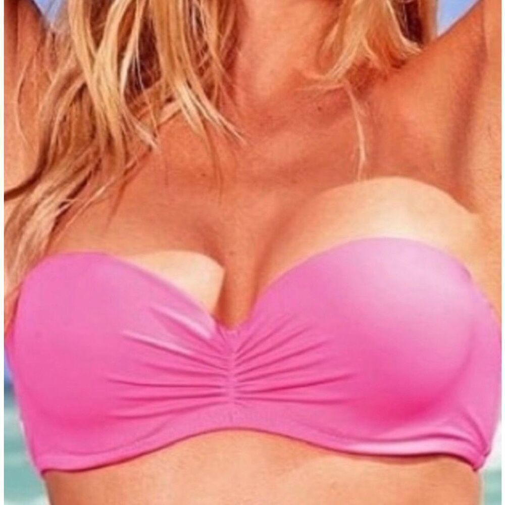 Victoria’s Secret The Flirt Bandeau Bikini Top Light Blue size 36D